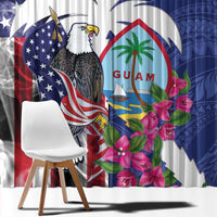 United States Guam Window Curtain USA Eagle Guahan Seal Bougainvillea - Polynesian Pride