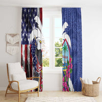 United States Guam Window Curtain USA Eagle Guahan Seal Bougainvillea - Polynesian Pride