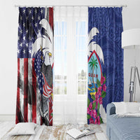 United States Guam Window Curtain USA Eagle Guahan Seal Bougainvillea - Polynesian Pride