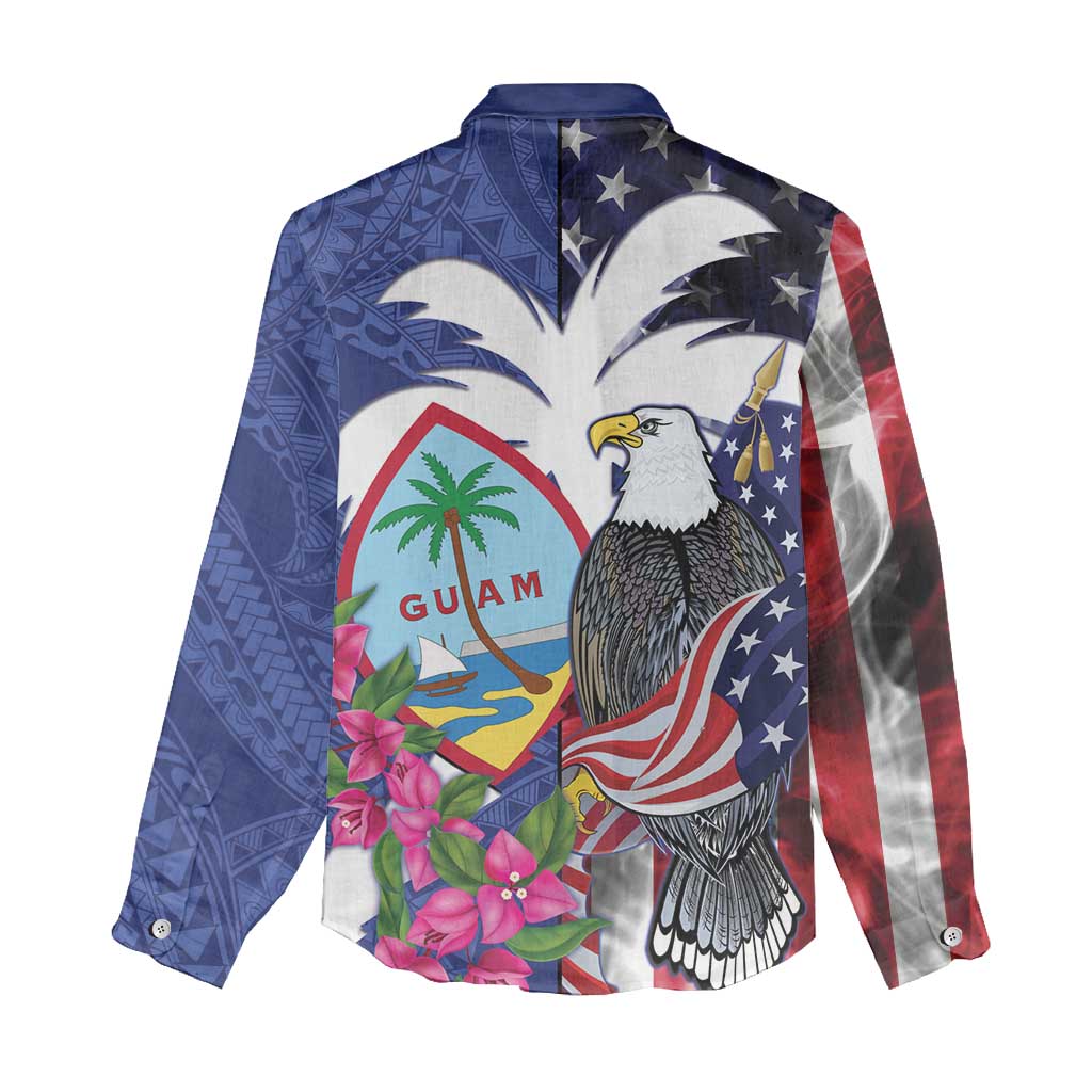 United States Guam Women Casual Shirt USA Eagle Guahan Seal Bougainvillea - Polynesian Pride