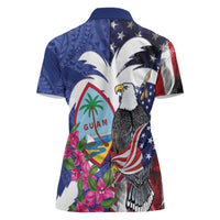 United States Guam Women Polo Shirt USA Eagle Guahan Seal Bougainvillea - Polynesian Pride