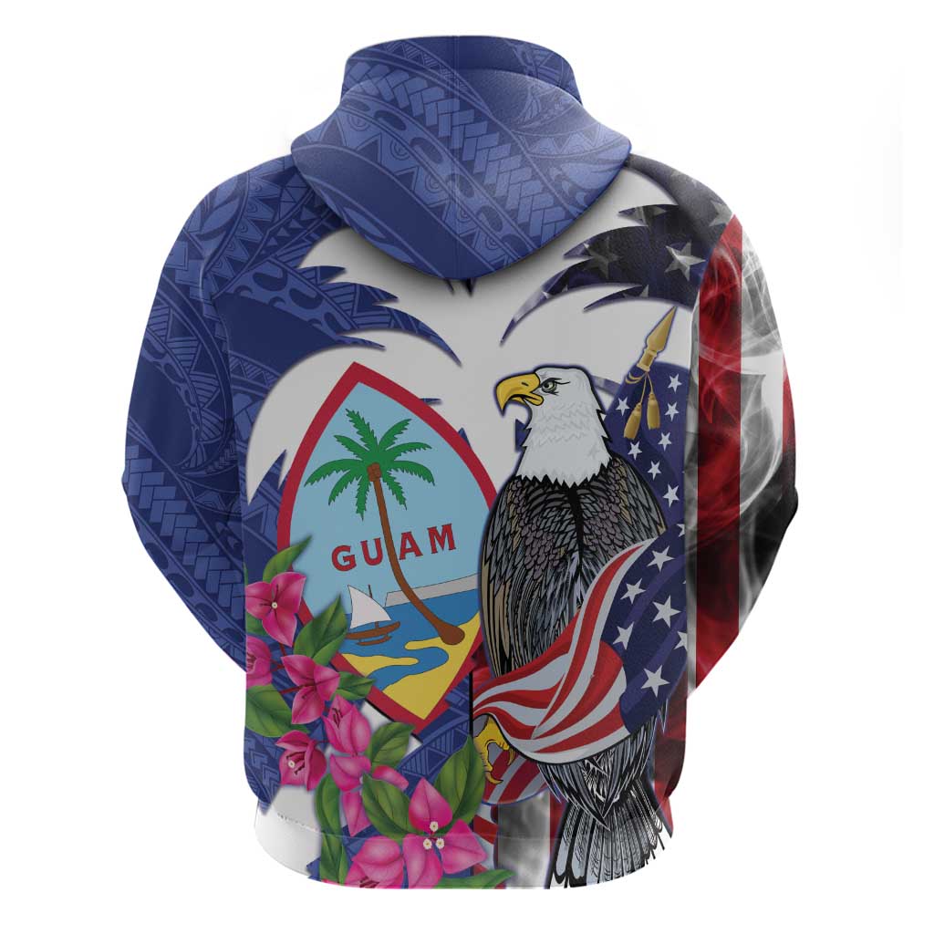 United States Guam Zip Hoodie USA Eagle Guahan Seal Bougainvillea - Polynesian Pride