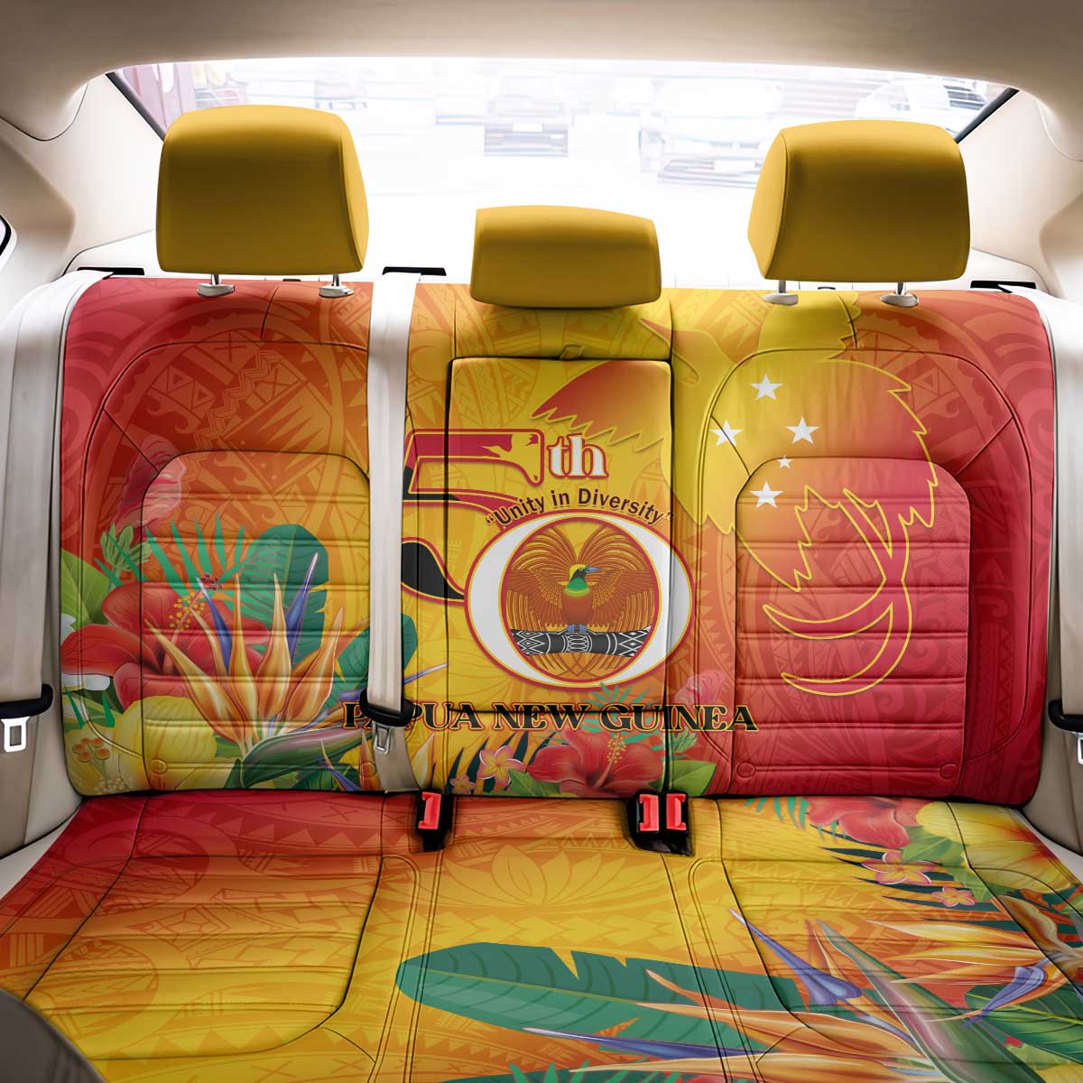 Papua New Guinea Independence Day Back Car Seat Cover 50th Anniversary Unity in Diversity