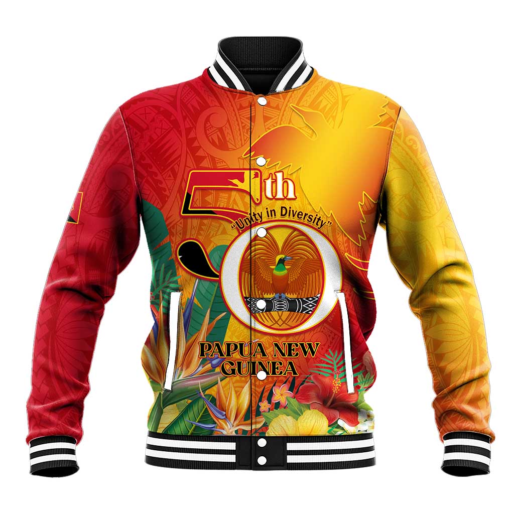 Papua New Guinea Independence Day Baseball Jacket 50th Anniversary Unity in Diversity LT14 Unisex Red - Polynesian Pride