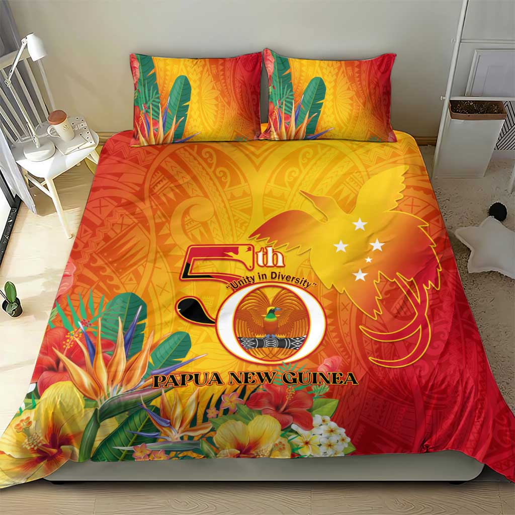 Papua New Guinea Independence Day Bedding Set 50th Anniversary Unity in Diversity