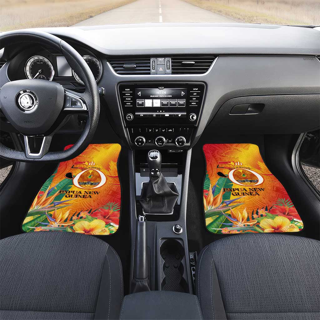 Papua New Guinea Independence Day Car Mats 50th Anniversary Unity in Diversity LT14 Set 2pcs - Front Red - Polynesian Pride