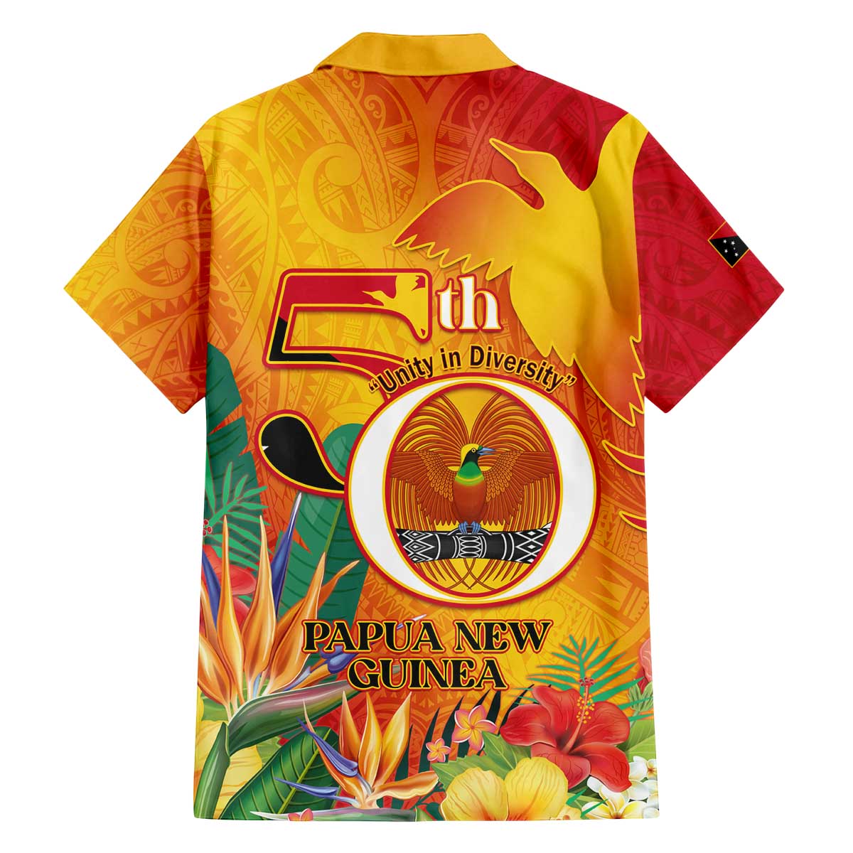 Papua New Guinea Independence Day Family Matching Off The Shoulder Long Sleeve Dress and Hawaiian Shirt 50th Anniversary Unity in Diversity