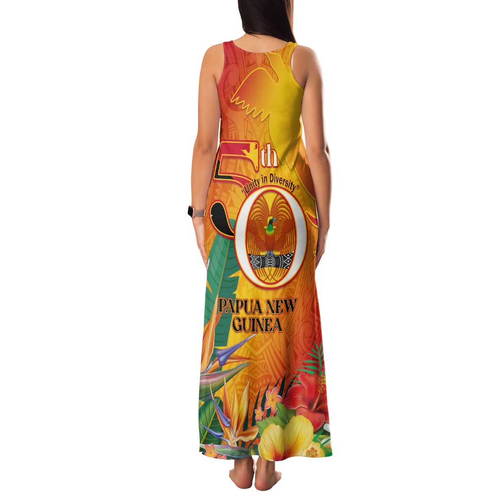 Papua New Guinea Independence Day Family Matching Tank Maxi Dress and Hawaiian Shirt 50th Anniversary Unity in Diversity