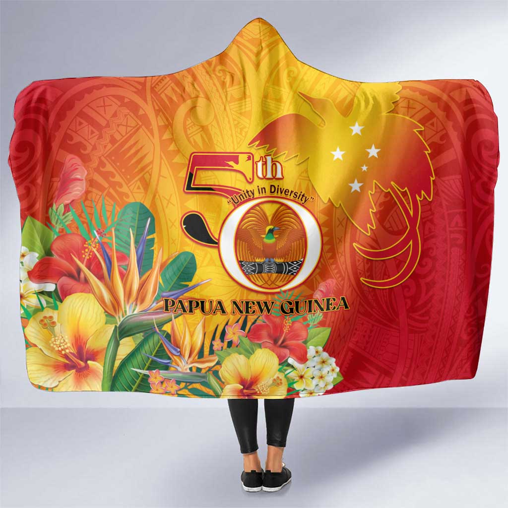 Papua New Guinea Independence Day Hooded Blanket 50th Anniversary Unity in Diversity LT14 One Size Red - Polynesian Pride
