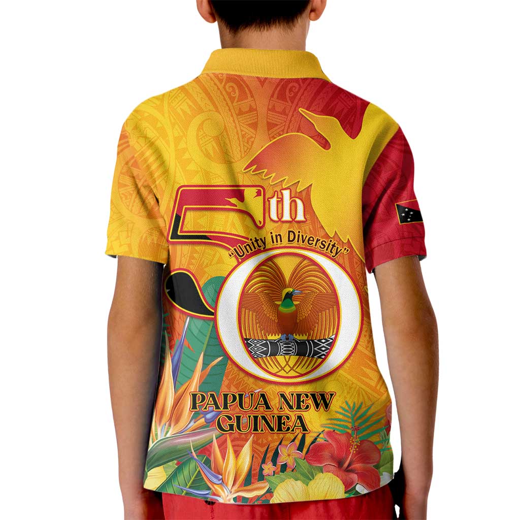 Papua New Guinea Independence Day Kid Polo Shirt 50th Anniversary Unity in Diversity