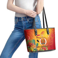 Papua New Guinea Independence Day Leather Tote Bag 50th Anniversary Unity in Diversity