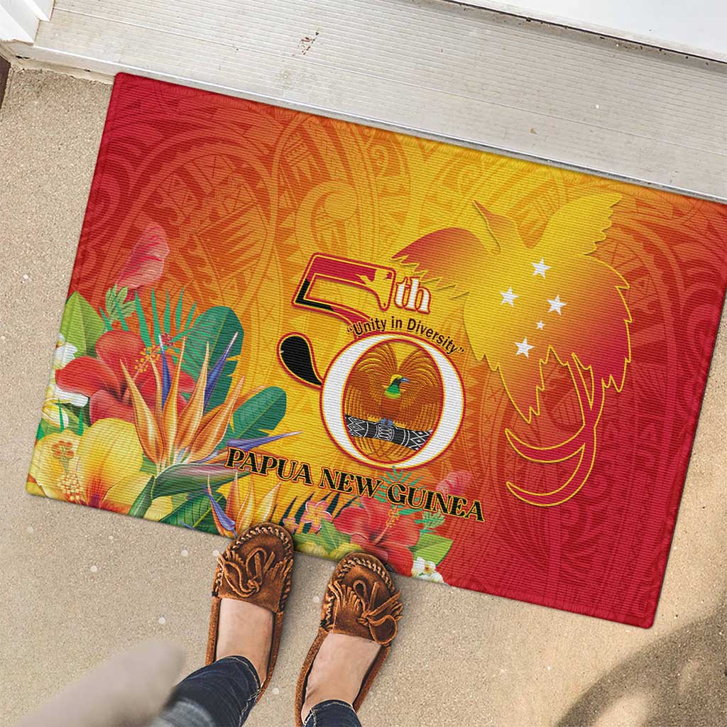 Papua New Guinea Independence Day Rubber Doormat 50th Anniversary Unity in Diversity LT14 - Polynesian Pride
