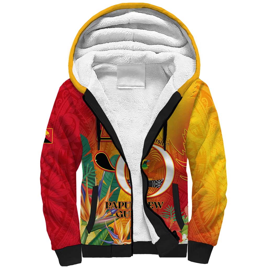 Papua New Guinea Independence Day Sherpa Hoodie 50th Anniversary Unity in Diversity LT14 Unisex Red - Polynesian Pride