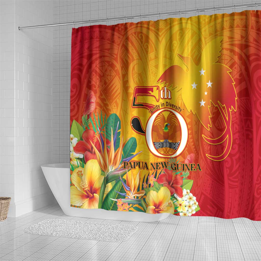 Papua New Guinea Independence Day Shower Curtain 50th Anniversary Unity in Diversity