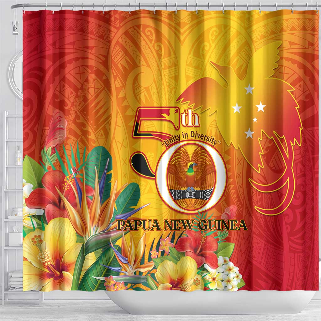 Papua New Guinea Independence Day Shower Curtain 50th Anniversary Unity in Diversity