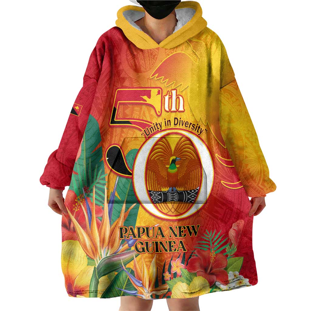 Papua New Guinea Independence Day Wearable Blanket Hoodie 50th Anniversary Unity in Diversity LT14 - Polynesian Pride