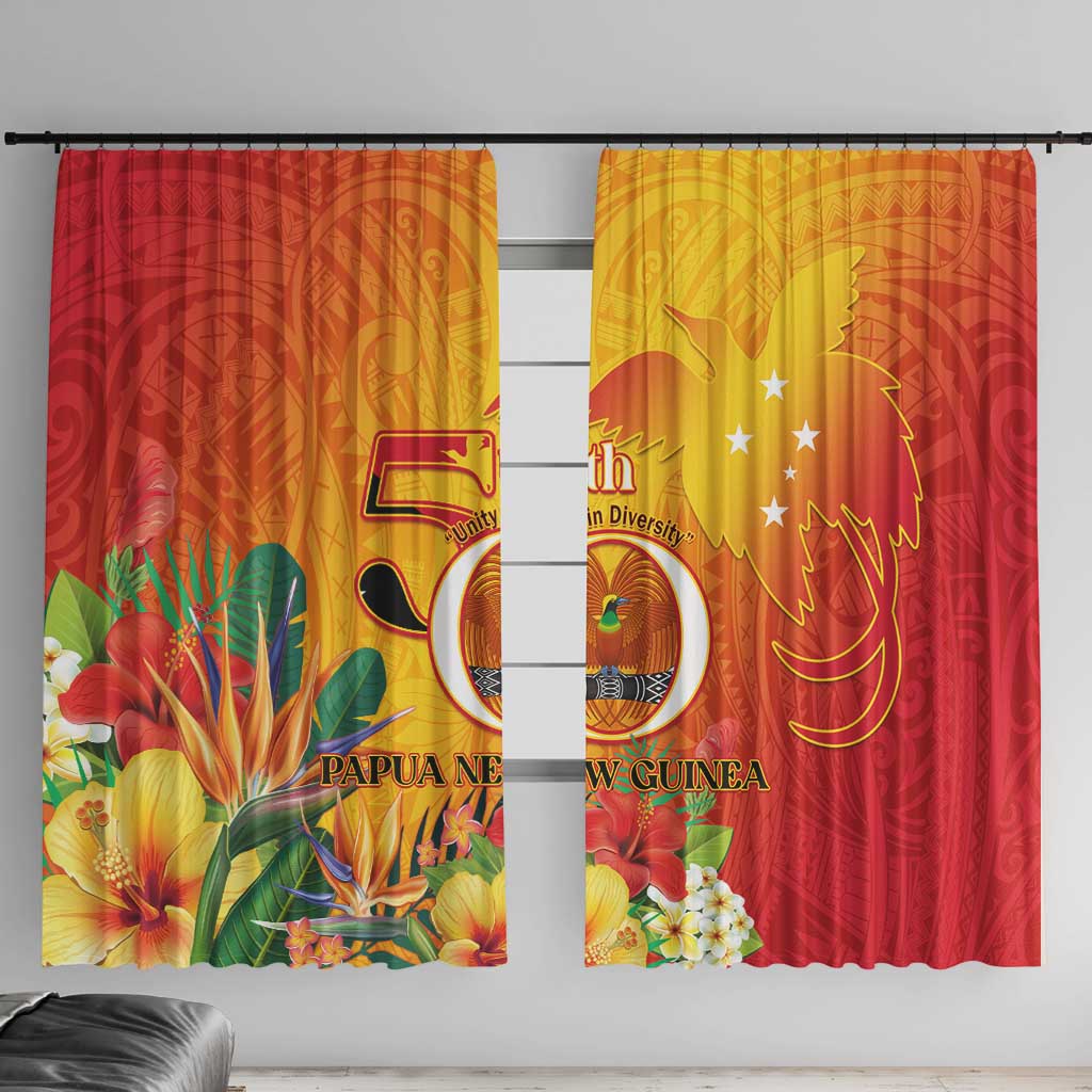 Papua New Guinea Independence Day Window Curtain 50th Anniversary Unity in Diversity LT14 With Hooks Red - Polynesian Pride