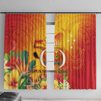 Papua New Guinea Independence Day Window Curtain 50th Anniversary Unity in Diversity LT14 With Hooks Red - Polynesian Pride