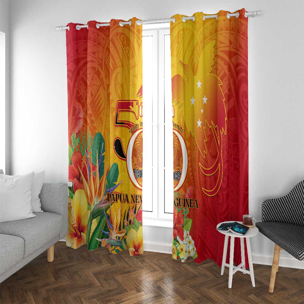 Papua New Guinea Independence Day Window Curtain 50th Anniversary Unity in Diversity LT14 With Grommets Red - Polynesian Pride