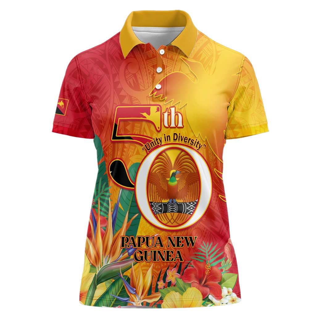 Papua New Guinea Independence Day Women Polo Shirt 50th Anniversary Unity in Diversity