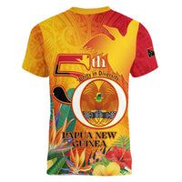Papua New Guinea Independence Day Women V-Neck T-Shirt 50th Anniversary Unity in Diversity LT14 - Polynesian Pride