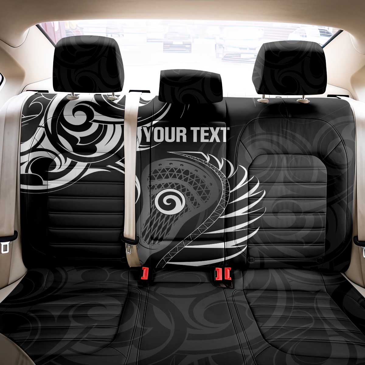 Personalised New Zealand Silver Fern Lacrosse Back Car Seat Cover Aotearoa Maori Pattern