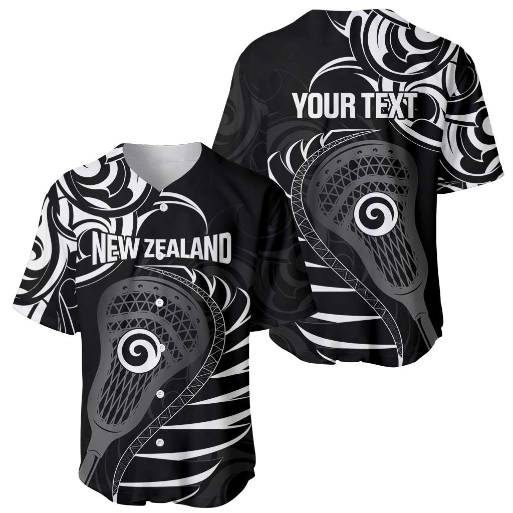 Personalised New Zealand Silver Fern Lacrosse Baseball Jersey Aotearoa Maori Pattern