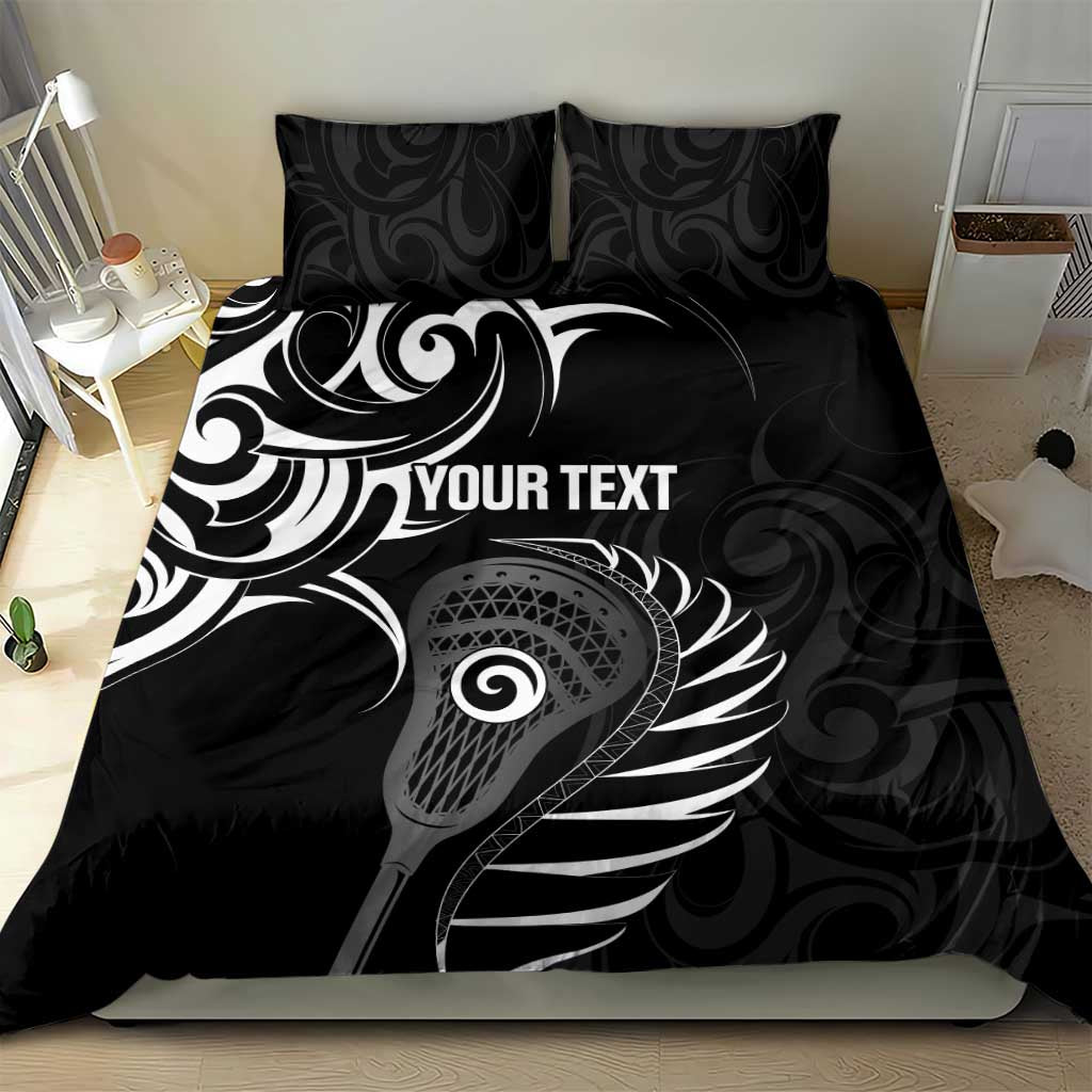 Personalised New Zealand Silver Fern Lacrosse Bedding Set Aotearoa Maori Pattern