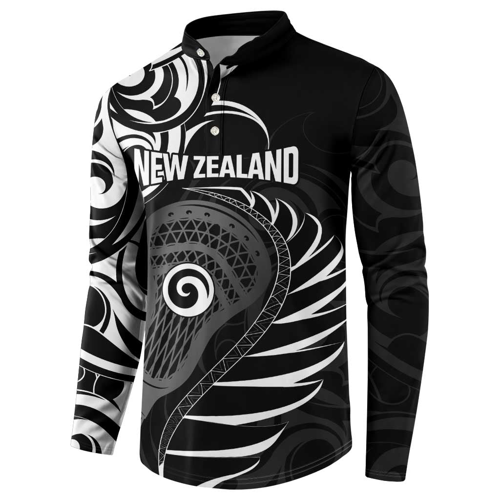 Personalised New Zealand Silver Fern Lacrosse Button Sweatshirt Aotearoa Maori Pattern LT14 - Polynesian Pride