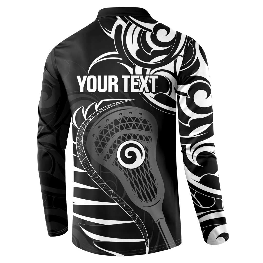 Personalised New Zealand Silver Fern Lacrosse Button Sweatshirt Aotearoa Maori Pattern LT14 - Polynesian Pride