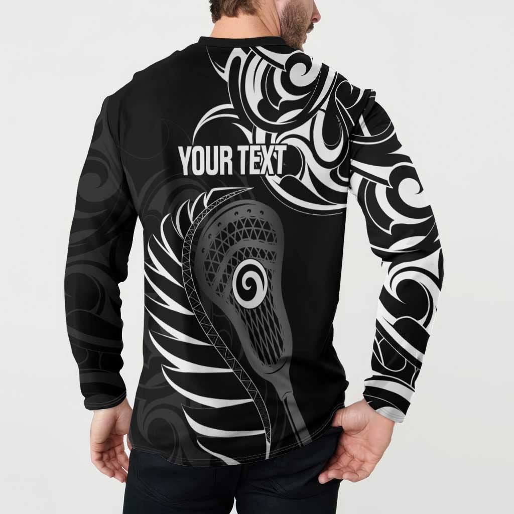 Personalised New Zealand Silver Fern Lacrosse Button Sweatshirt Aotearoa Maori Pattern LT14 - Polynesian Pride