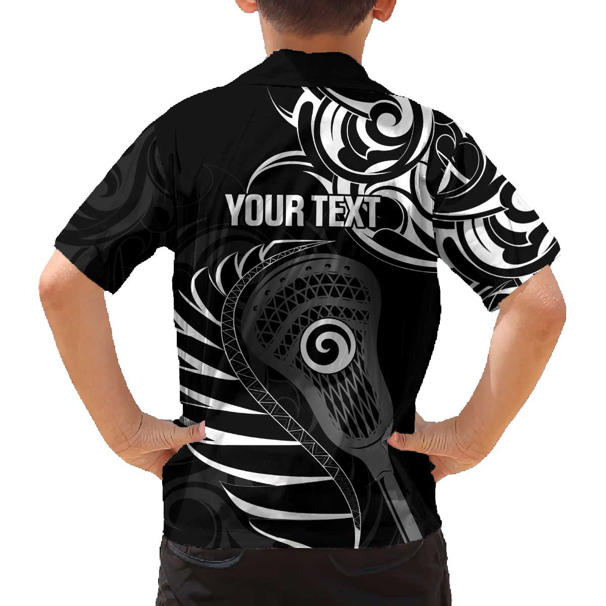 Personalised New Zealand Silver Fern Lacrosse Family Matching Off The Shoulder Long Sleeve Dress and Hawaiian Shirt Aotearoa Maori Pattern