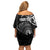 Personalised New Zealand Silver Fern Lacrosse Family Matching Off Shoulder Short Dress and Hawaiian Shirt Aotearoa Maori Pattern