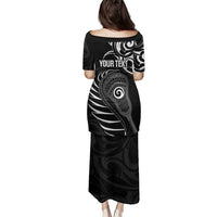 Personalised New Zealand Silver Fern Lacrosse Family Matching Puletasi and Hawaiian Shirt Aotearoa Maori Pattern