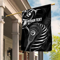 Personalised New Zealand Silver Fern Lacrosse Garden Flag Aotearoa Maori Pattern LT14 House Flag Black - Polynesian Pride