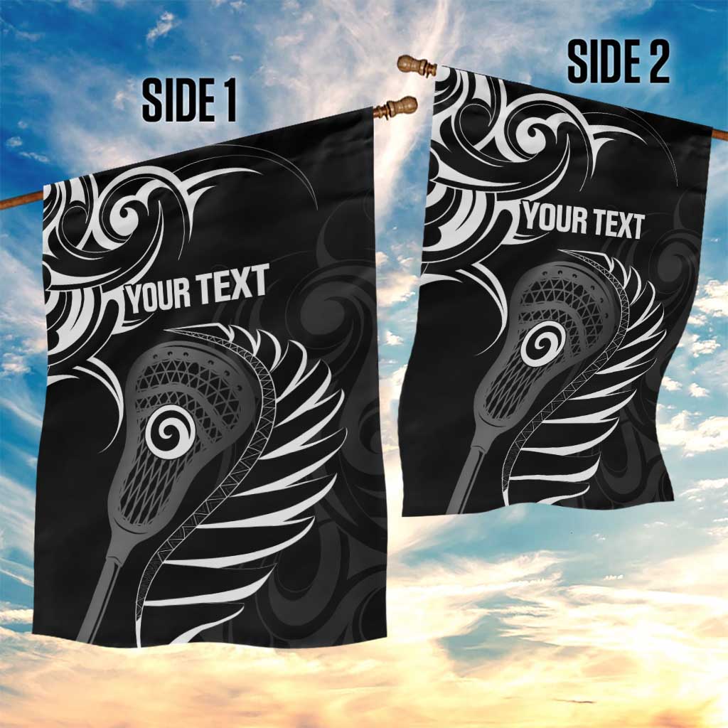 Personalised New Zealand Silver Fern Lacrosse Garden Flag Aotearoa Maori Pattern LT14 - Polynesian Pride