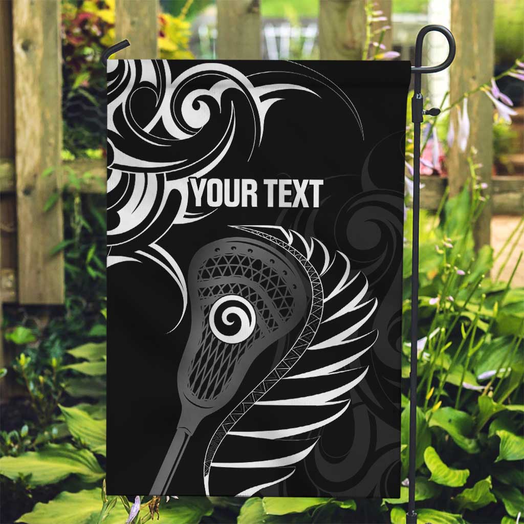 Personalised New Zealand Silver Fern Lacrosse Garden Flag Aotearoa Maori Pattern LT14 Garden Flag Black - Polynesian Pride