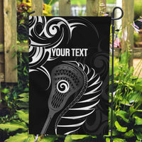 Personalised New Zealand Silver Fern Lacrosse Garden Flag Aotearoa Maori Pattern LT14 Garden Flag Black - Polynesian Pride