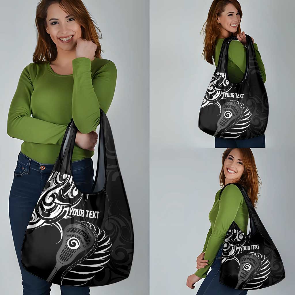 Personalised New Zealand Silver Fern Lacrosse Grocery Bag Aotearoa Maori Pattern