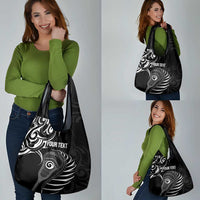 Personalised New Zealand Silver Fern Lacrosse Grocery Bag Aotearoa Maori Pattern
