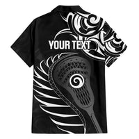 Personalised New Zealand Silver Fern Lacrosse Hawaiian Shirt Aotearoa Maori Pattern LT14 - Polynesian Pride