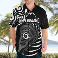 Personalised New Zealand Silver Fern Lacrosse Hawaiian Shirt Aotearoa Maori Pattern LT14 - Polynesian Pride