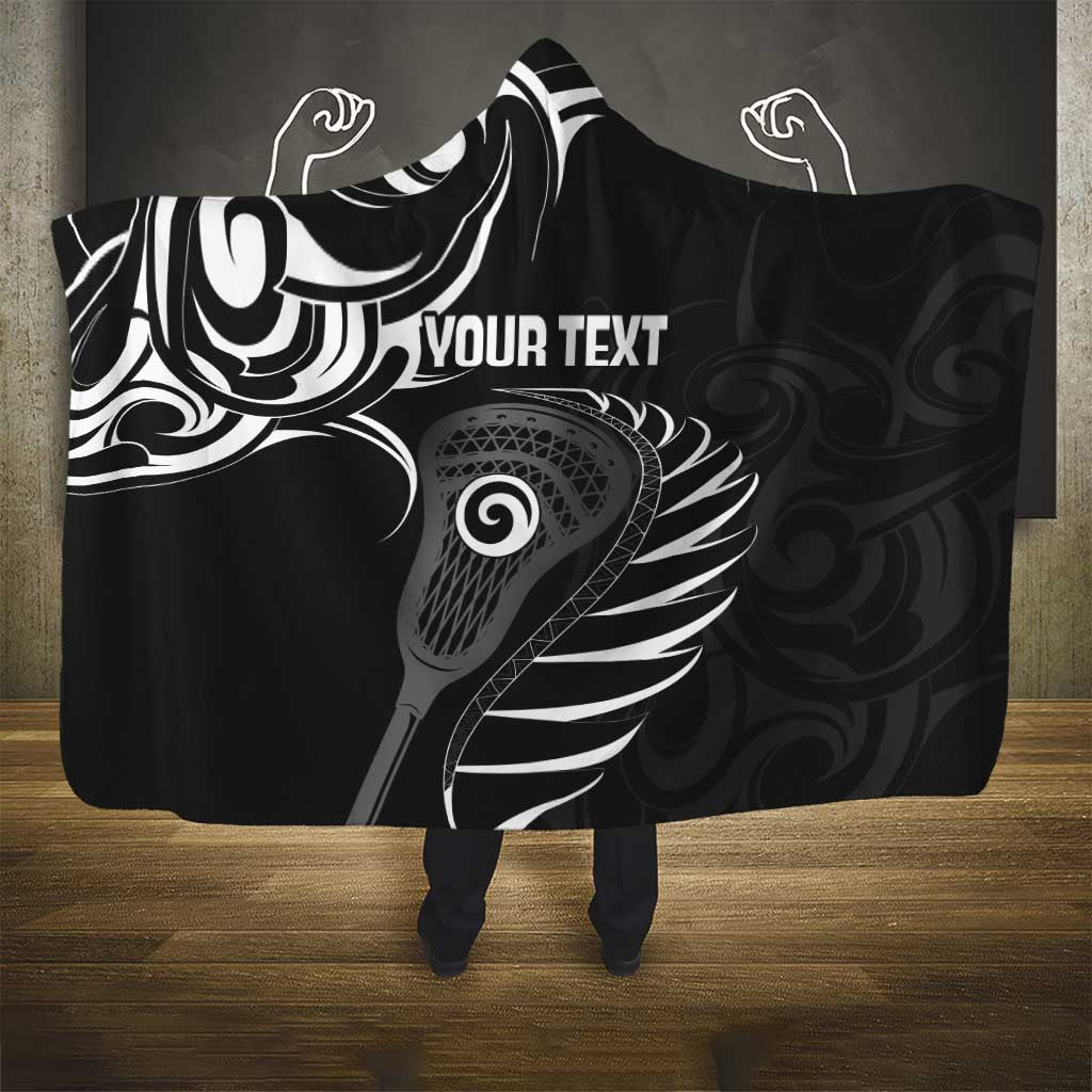 Personalised New Zealand Silver Fern Lacrosse Hooded Blanket Aotearoa Maori Pattern LT14 - Polynesian Pride