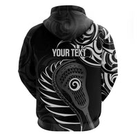 Personalised New Zealand Silver Fern Lacrosse Hoodie Aotearoa Maori Pattern