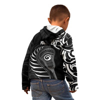 Personalised New Zealand Silver Fern Lacrosse Kid Hoodie Aotearoa Maori Pattern