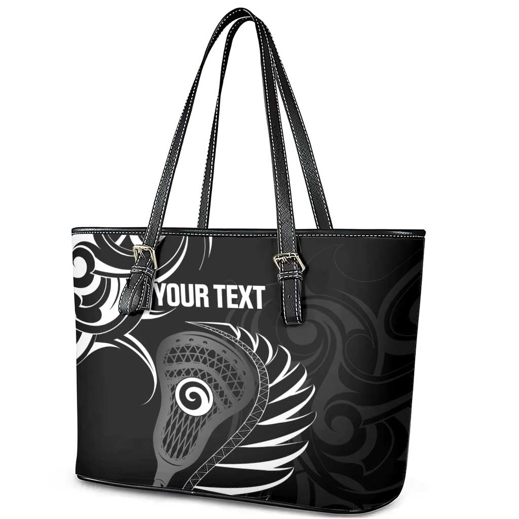 Personalised New Zealand Silver Fern Lacrosse Leather Tote Bag Aotearoa Maori Pattern LT14 - Polynesian Pride