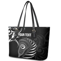 Personalised New Zealand Silver Fern Lacrosse Leather Tote Bag Aotearoa Maori Pattern LT14 - Polynesian Pride