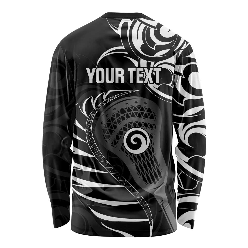 Personalised New Zealand Silver Fern Lacrosse Long Sleeve Shirt Aotearoa Maori Pattern LT14 - Polynesian Pride