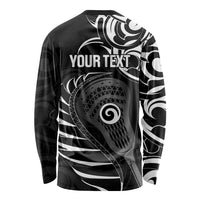 Personalised New Zealand Silver Fern Lacrosse Long Sleeve Shirt Aotearoa Maori Pattern LT14 - Polynesian Pride