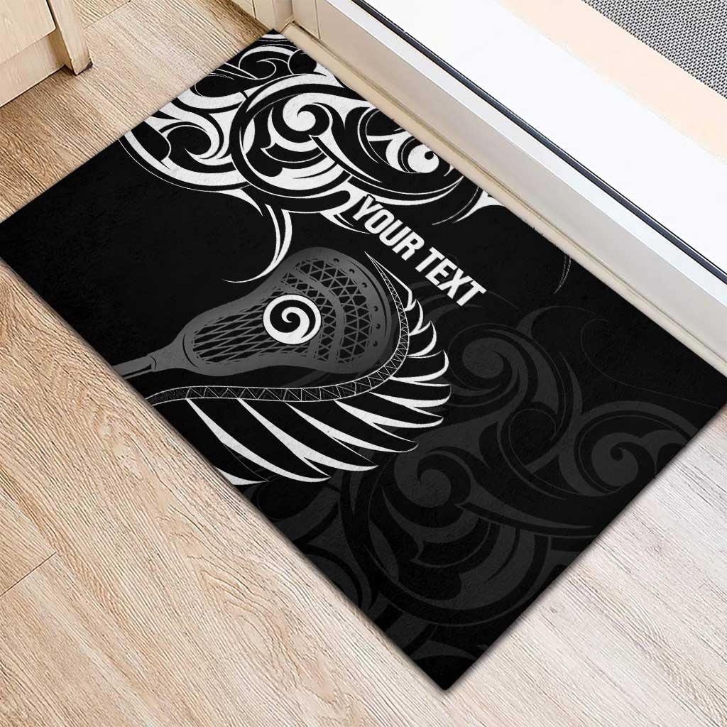 Personalised New Zealand Silver Fern Lacrosse Rubber Doormat Aotearoa Maori Pattern LT14 - Polynesian Pride
